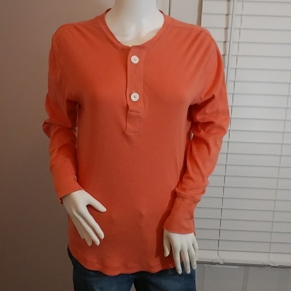 URBAN OUTFITTERS Sz L-G Basic Women's Henley Long Sleeves T-Shirt Front Buttons